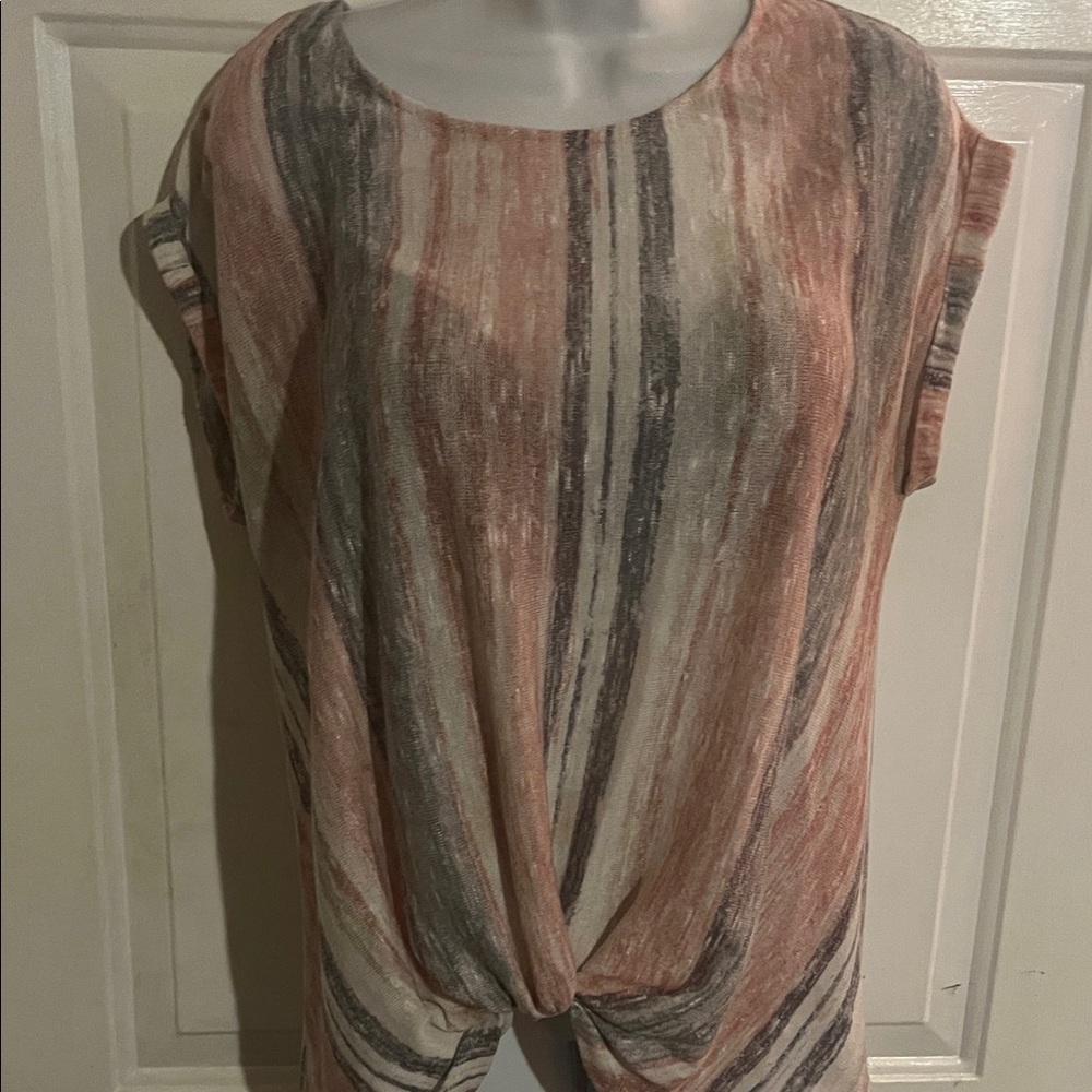 W5 Pink and Gray Striped Blouse